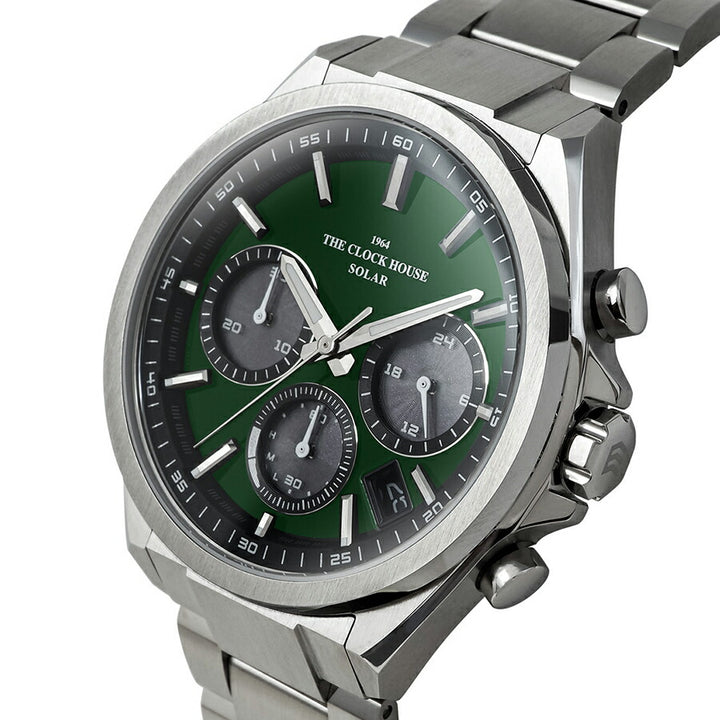 ザ・クロックハウス エッジ ソーラー クロノグラフ MBC1008-GR1A メンズ ビジネス カジュアル グリーンダイヤル