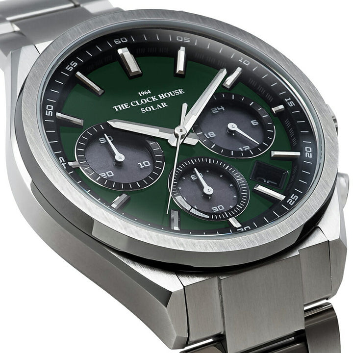 ザ・クロックハウス エッジ ソーラー クロノグラフ MBC1008-GR1A メンズ ビジネス カジュアル グリーンダイヤル