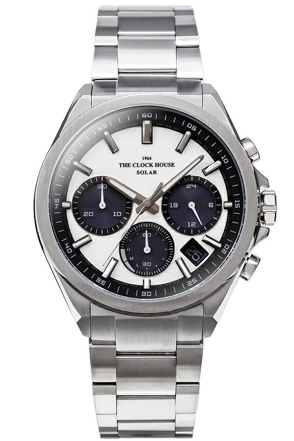 ザ・クロックハウス エッジ ソーラー クロノグラフ MBC1008-WH1A メンズ ビジネス カジュアル ホワイトダイヤル パンダ