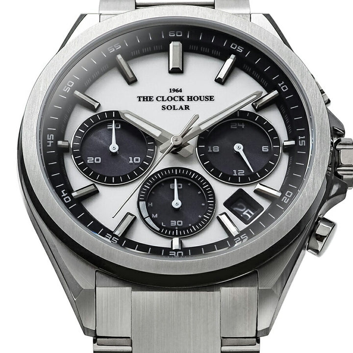 ザ・クロックハウス エッジ ソーラー クロノグラフ MBC1008-WH1A メンズ ビジネス カジュアル ホワイトダイヤル パンダ