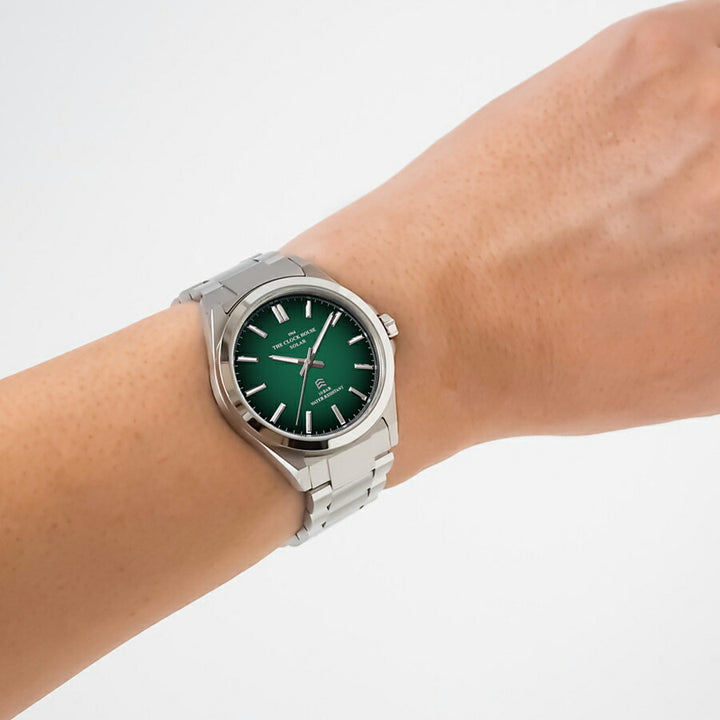 ザ・クロックハウス エッジ ソーラー 3針 グラデーション MBC1009-GR1A メンズ ビジネス カジュアル グリーンダイヤル