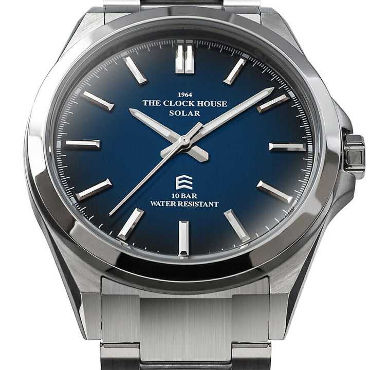 ザ・クロックハウス エッジ ソーラー 3針 グラデーション MBC1009-NV1A メンズ ビジネス カジュアル ネイビーダイヤル