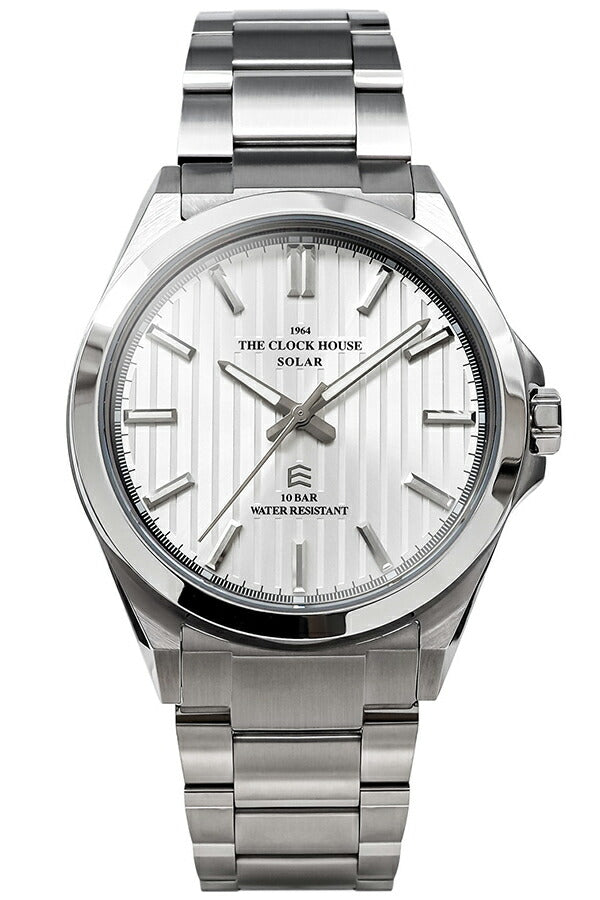 ザ・クロックハウス エッジ ソーラー 3針 ストライプ MBC1009-SI1A メンズ ビジネス カジュアル シルバーダイヤル