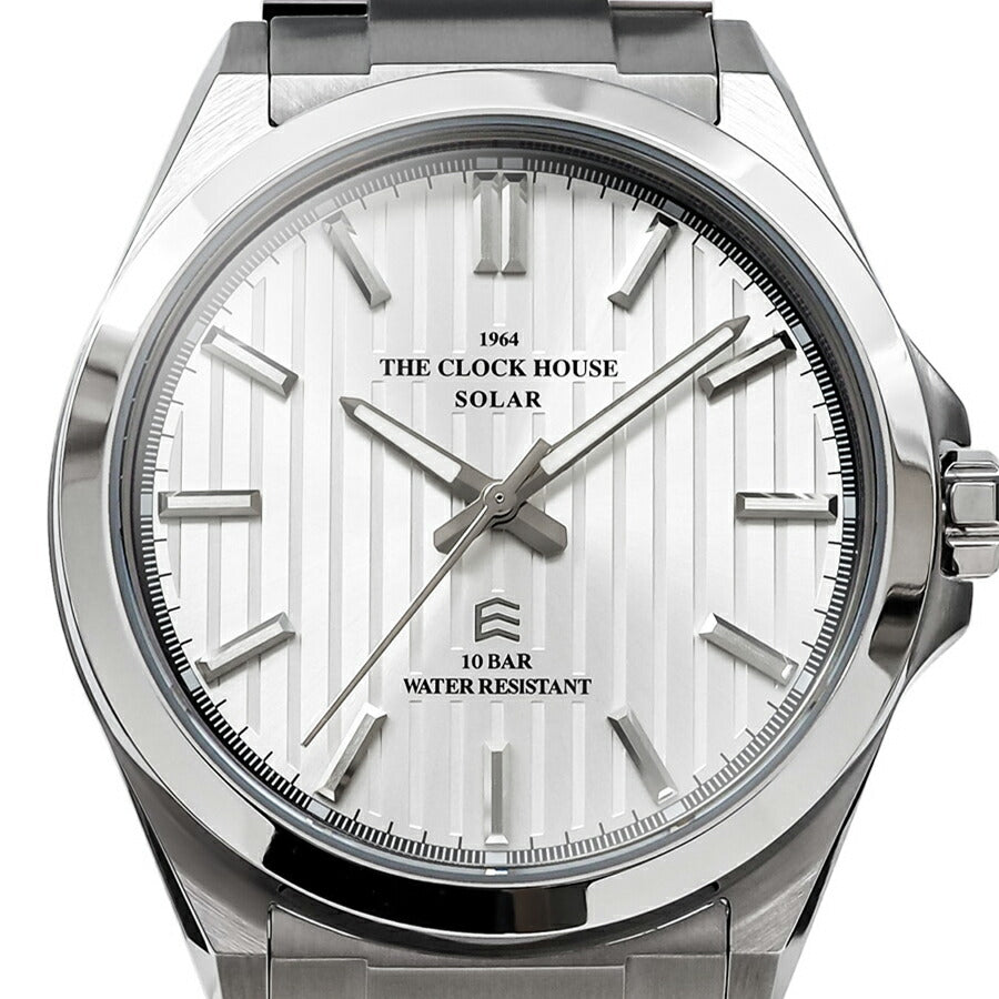 ザ・クロックハウス エッジ ソーラー 3針 ストライプ MBC1009-SI1A メンズ ビジネス カジュアル シルバーダイヤル