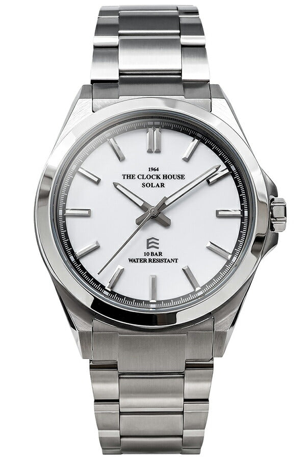 ザ・クロックハウス エッジ ソーラー 3針 グロス MBC1009-WH1A メンズ ビジネス カジュアル ホワイトダイヤル