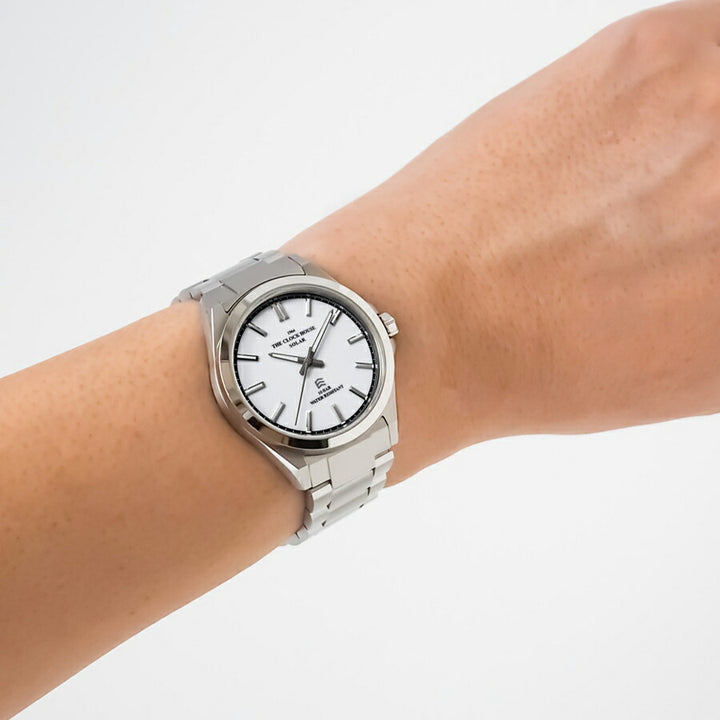 ザ・クロックハウス エッジ ソーラー 3針 グロス MBC1009-WH1A メンズ ビジネス カジュアル ホワイトダイヤル