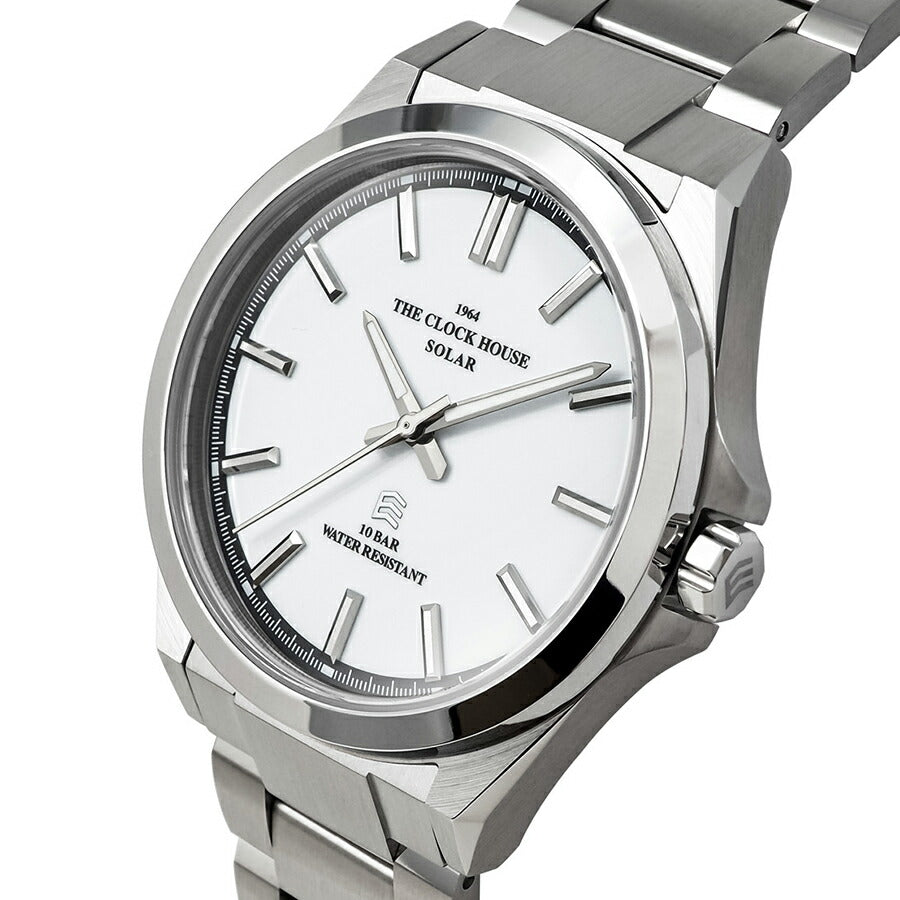 ザ・クロックハウス エッジ ソーラー 3針 グロス MBC1009-WH1A メンズ ビジネス カジュアル ホワイトダイヤル