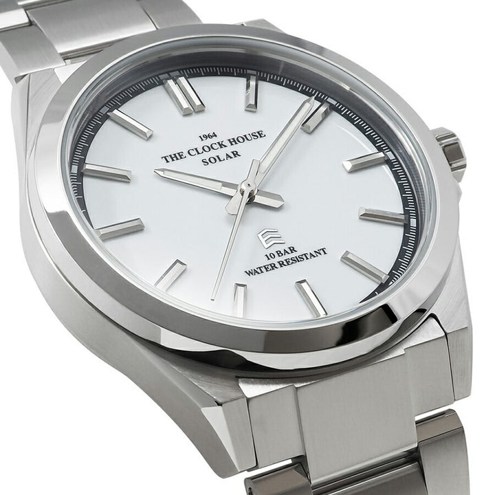 ザ・クロックハウス エッジ ソーラー 3針 グロス MBC1009-WH1A メンズ ビジネス カジュアル ホワイトダイヤル