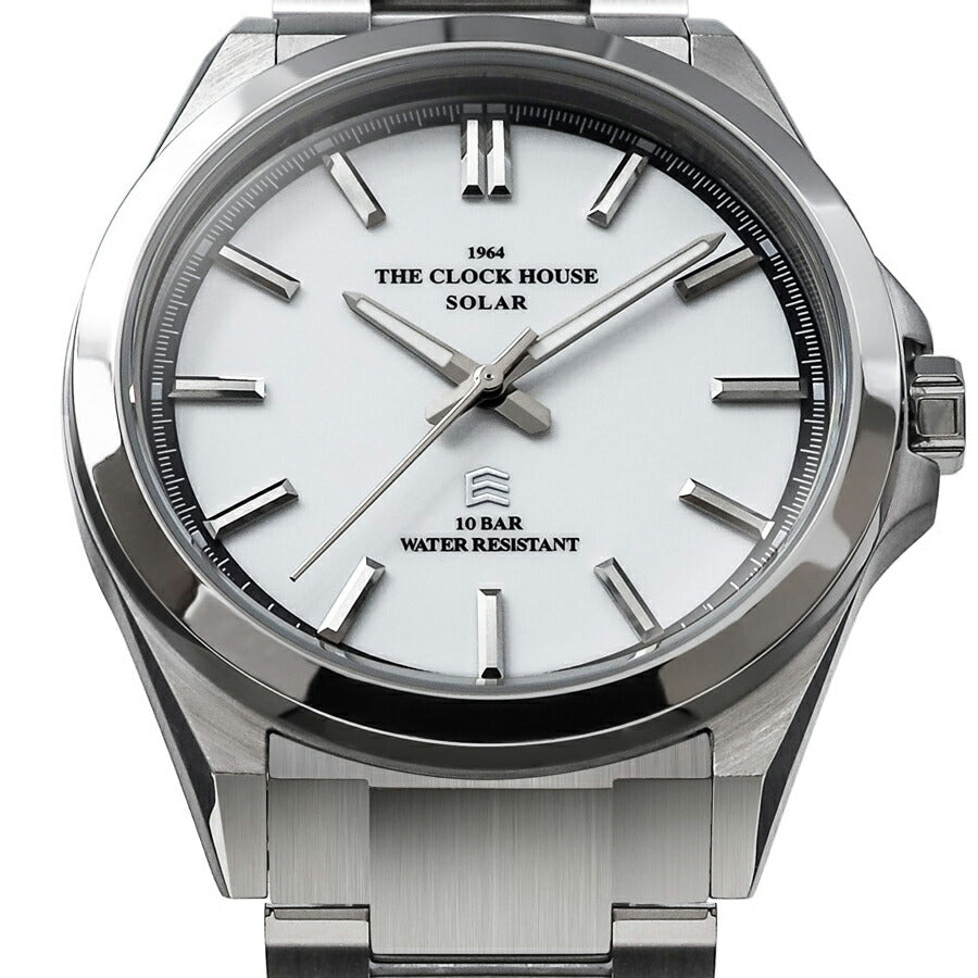ザ・クロックハウス エッジ ソーラー 3針 グロス MBC1009-WH1A メンズ ビジネス カジュアル ホワイトダイヤル