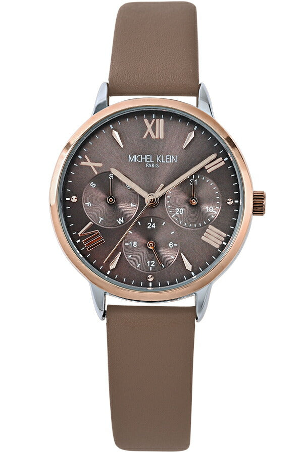 ミッシェルクラン マルチファンクション MK16034-BR レディース クオーツ 電池式 ブラウンダイヤル 革ベルト