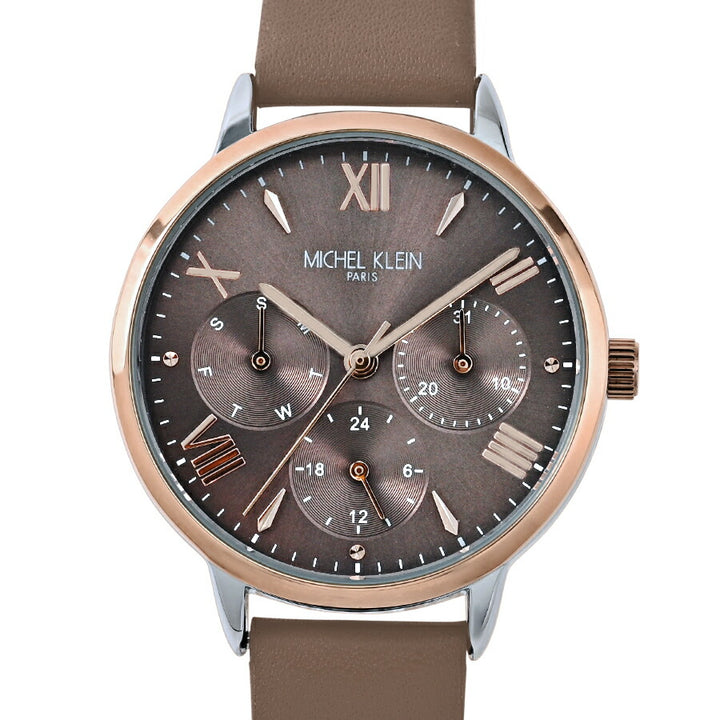 ミッシェルクラン マルチファンクション MK16034-BR レディース クオーツ 電池式 ブラウンダイヤル 革ベルト