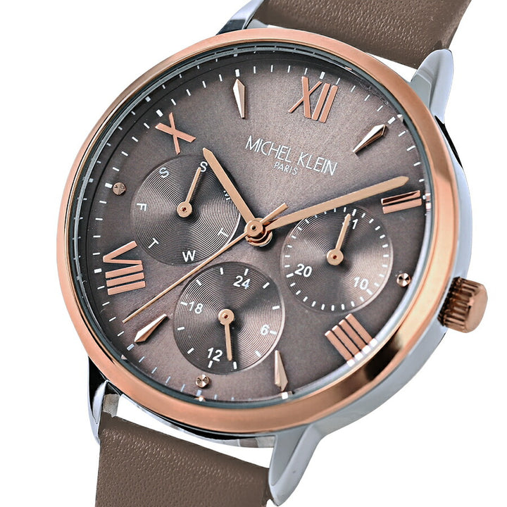 ミッシェルクラン マルチファンクション MK16034-BR レディース クオーツ 電池式 ブラウンダイヤル 革ベルト