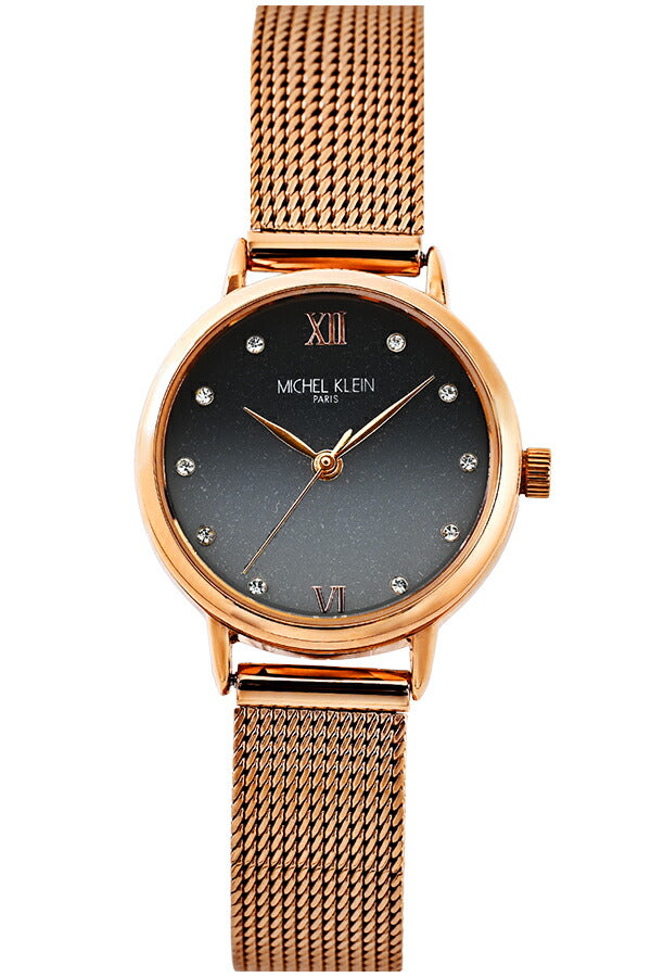 ミッシェルクラン 3針モデル MK16036-BK レディース クオーツ 電池式 ブラックダイヤル ゴールド メッシュバンド