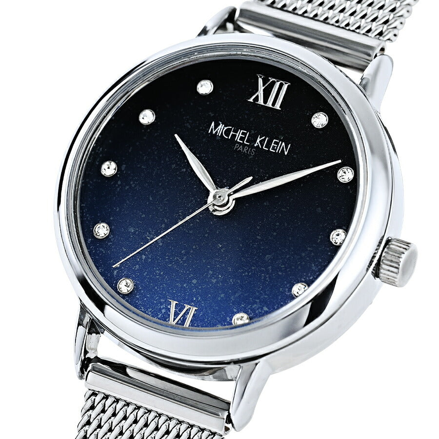 ミッシェルクラン 3針モデル MK16036-BL レディース クオーツ 電池式 ブルーダイヤル シルバー メッシュバンド