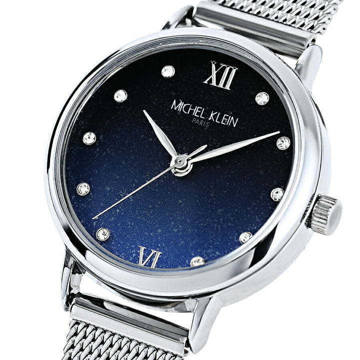 ミッシェルクラン 3針モデル MK16036-BL レディース クオーツ 電池式 ブルーダイヤル シルバー メッシュバンド