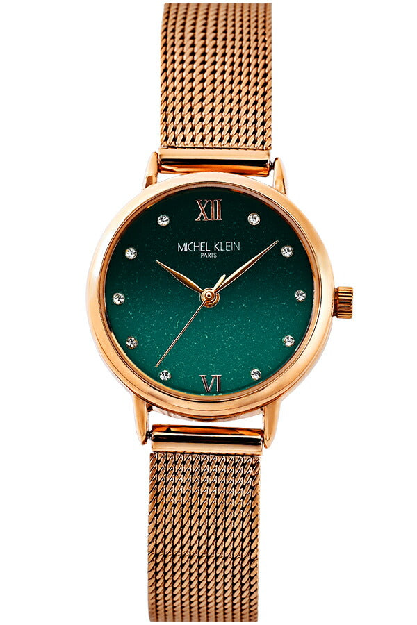 ミッシェルクラン 3針モデル MK16036-GR レディース クオーツ 電池式 グリーンダイヤル ゴールド メッシュバンド