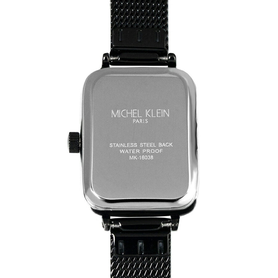 ミッシェルクラン 3針モデル MK16038-BK レディース クオーツ 電池式 レクタンギュラー ブラックダイヤル メッシュバンド