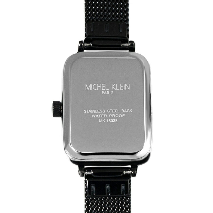 ミッシェルクラン 3針モデル MK16038-BK レディース クオーツ 電池式 レクタンギュラー ブラックダイヤル メッシュバンド