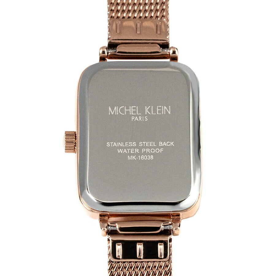 ミッシェルクラン 3針モデル MK16038-RE レディース クオーツ 電池式 レクタンギュラー レッドダイヤル ゴールド メッシュバンド