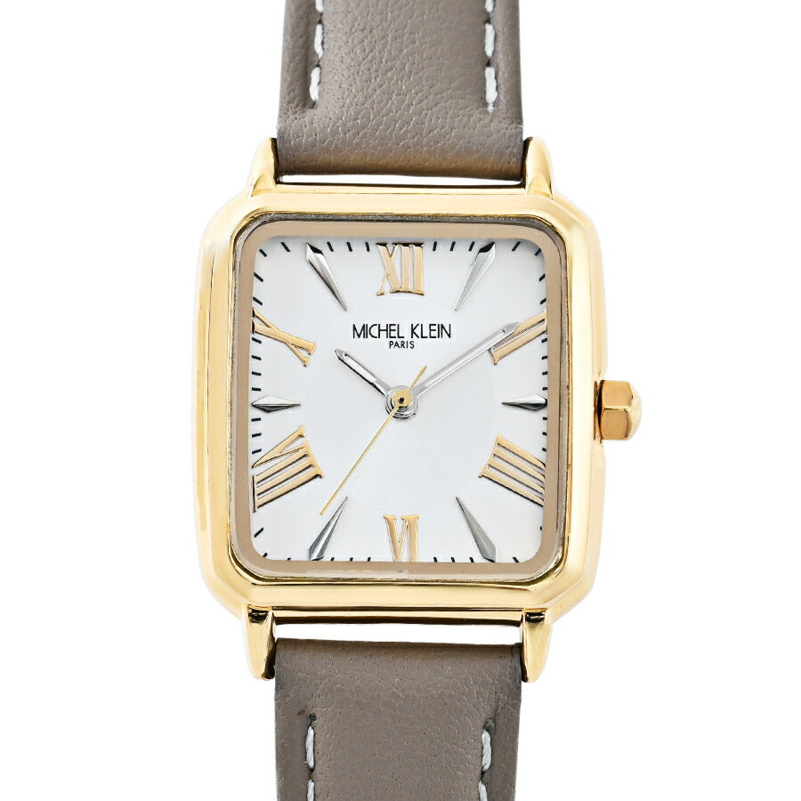 ミッシェルクラン 3針モデル MK16040-SI3 レディース クオーツ 電池式 スクエア シルバーホワイトダイヤル 革ベルト