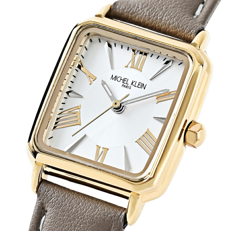 ミッシェルクラン 3針モデル MK16040-SI3 レディース クオーツ 電池式 スクエア シルバーホワイトダイヤル 革ベルト