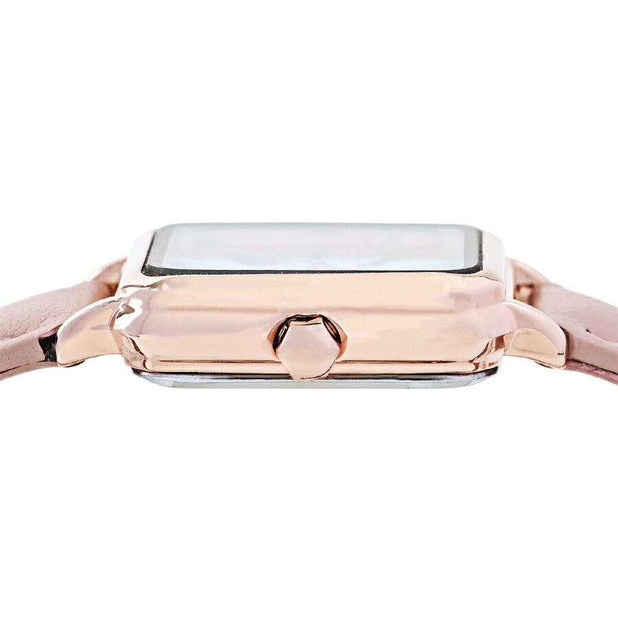 ミッシェルクラン 3針モデル MK16040-WH レディース クオーツ 電池式 スクエア シルバーホワイトダイヤル ピンク 革ベルト