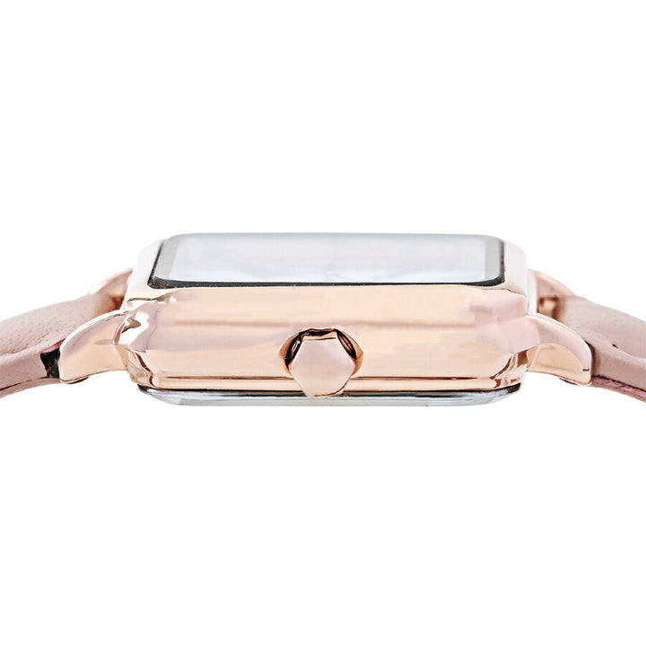 ミッシェルクラン 3針モデル MK16040-WH レディース クオーツ 電池式 スクエア シルバーホワイトダイヤル ピンク 革ベルト