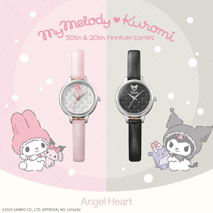 エンジェルハート マイメロディ 50周年記念 コラボレーションモデル MM24SS レディース 腕時計 クオーツ 電池式 革ベルト ピンク 専用ポーチつき