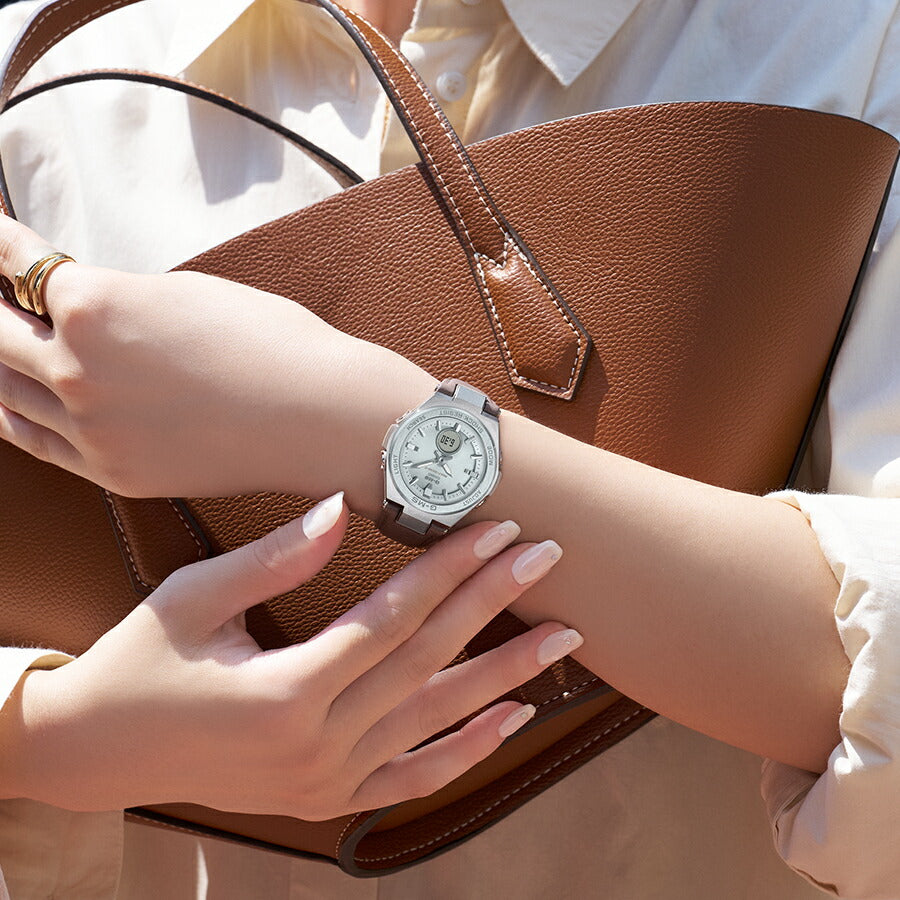 BABY-G ベビージー G-MS ジーミズ MSG-W200EL-5AJF レディース 腕時計 電波ソーラー アナログ デジタル 革ベルト 国内正規品 カシオ