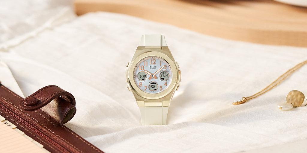 BABY-G G-MS ジーミズ MSG-W610G-7AJF レディース 電波 ソーラー アナデジ アラビック数字 樹脂バンド ゴールド クリーム 国内正規品 カシオ