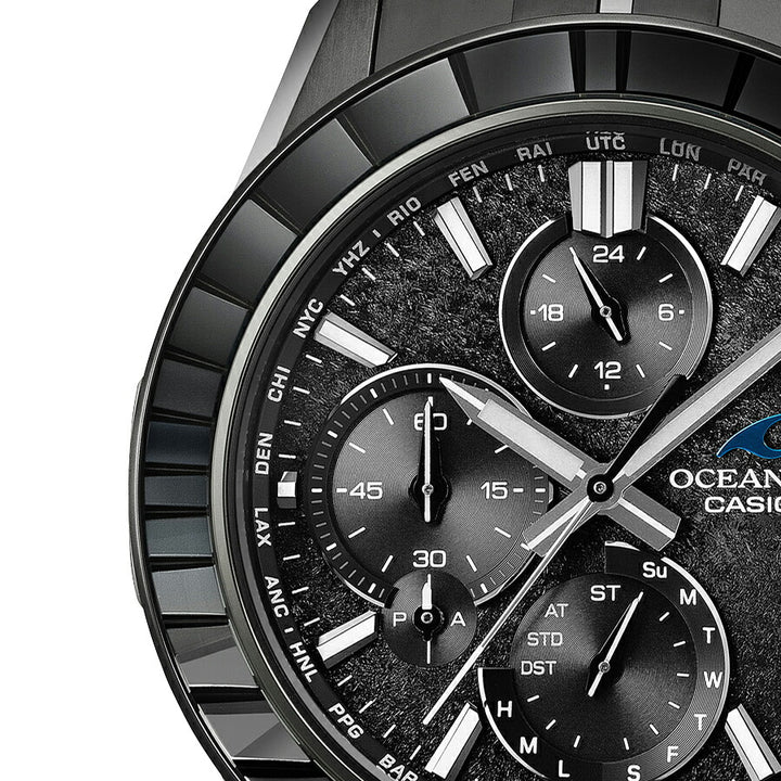 オシアナス マンタ S7000 限定モデル 江戸切子ベゼル OCW-S7000CN-1AJF メンズ 電波ソーラー Bluetooth クロノグラフ チタン オールブラック 日本製