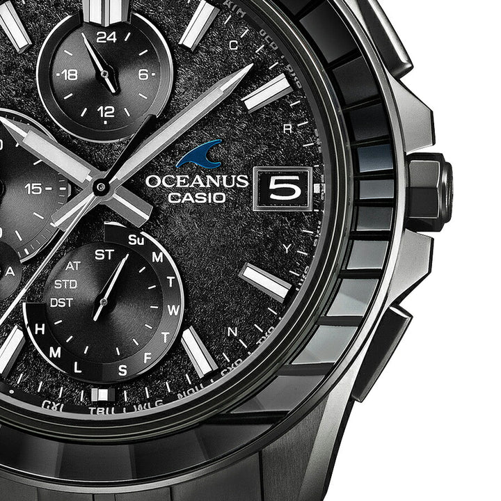 オシアナス マンタ S7000 限定モデル 江戸切子ベゼル OCW-S7000CN-1AJF メンズ 電波ソーラー Bluetooth クロノグラフ チタン オールブラック 日本製