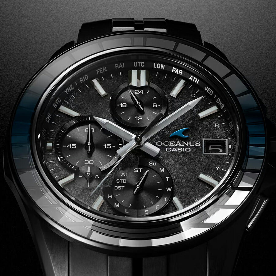オシアナス マンタ S7000 限定モデル 江戸切子ベゼル OCW-S7000CN-1AJF メンズ 電波ソーラー Bluetooth クロノグラフ チタン オールブラック 日本製