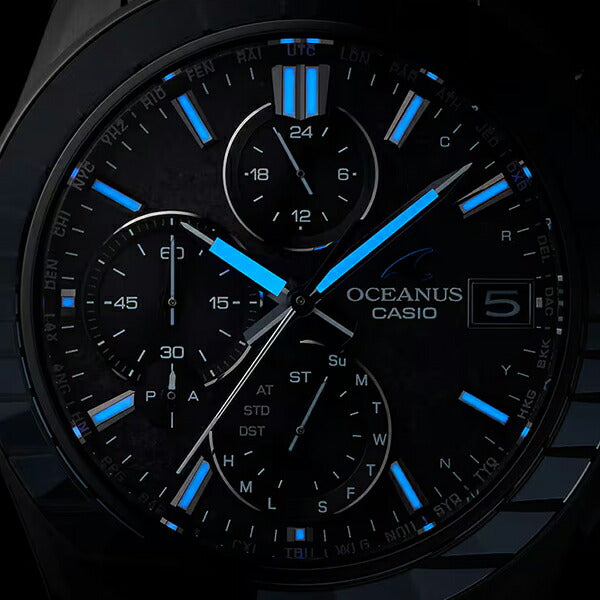 オシアナス マンタ S7000 限定モデル 江戸切子ベゼル OCW-S7000CN-1AJF メンズ 電波ソーラー Bluetooth クロノグラフ チタン オールブラック 日本製