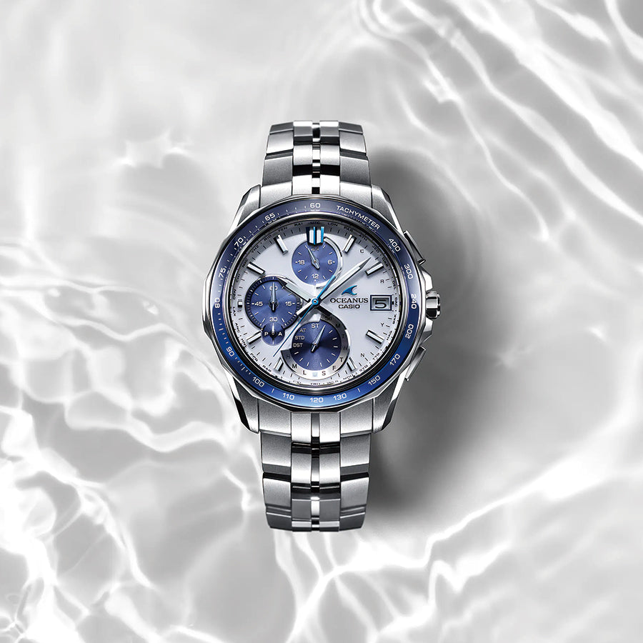 カシオ　オシアナス　ソーラー電波　チタン　クロノグラフ　メンズ　美品腕時計(アナログ)