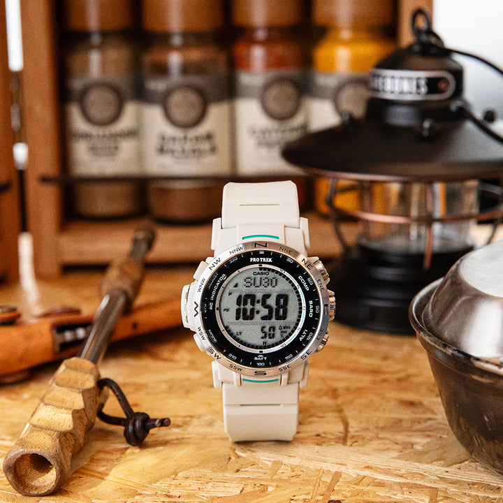 プロトレック クライマーライン デジタルモデル PRW-35-7JF メンズ 腕時計 電波ソーラー ソフトウレタンバンド ホワイト 国内正規品 カシオ