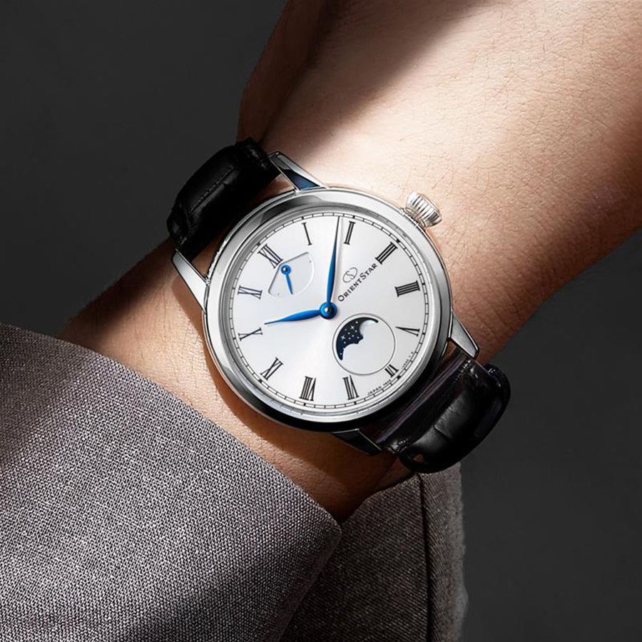 オリエントスター M45 F8 メカニカルムーンフェイズ RK-BW0001S メンズ 機械式 手巻き 革ベルト 日本製