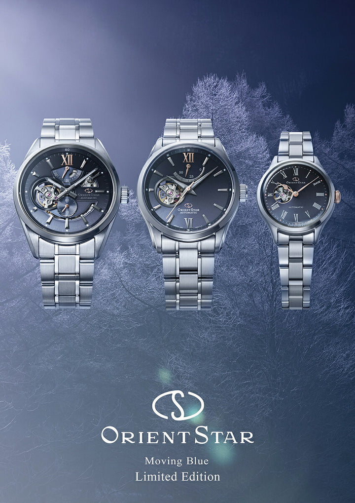 オリエントスター Moving Blue 2025 限定モデル 雪明かり クラシックセミスケルトン RK-ND0022L レディース 機械式 自動巻き ブルーグレー 日本製