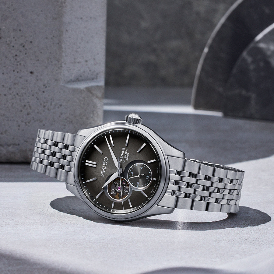 セイコー プレザージュ クラシックシリーズ 墨色ダイヤル オープンハート SARJ009 メンズ 腕時計 メカニカル 自動巻き メタルバンド