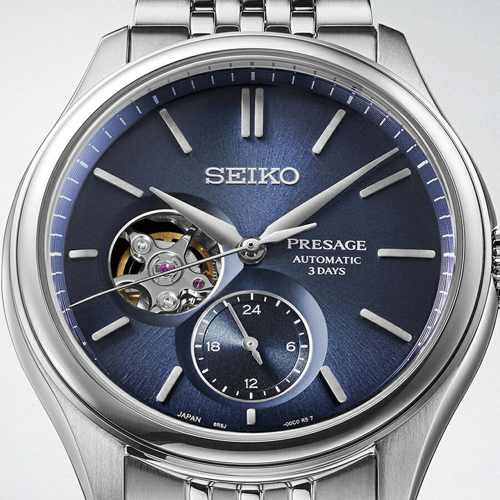 セイコー プレザージュ クラシックシリーズ 藍色ダイヤル オープンハート SARJ011 メンズ メカニカル 自動巻き メタルバンド