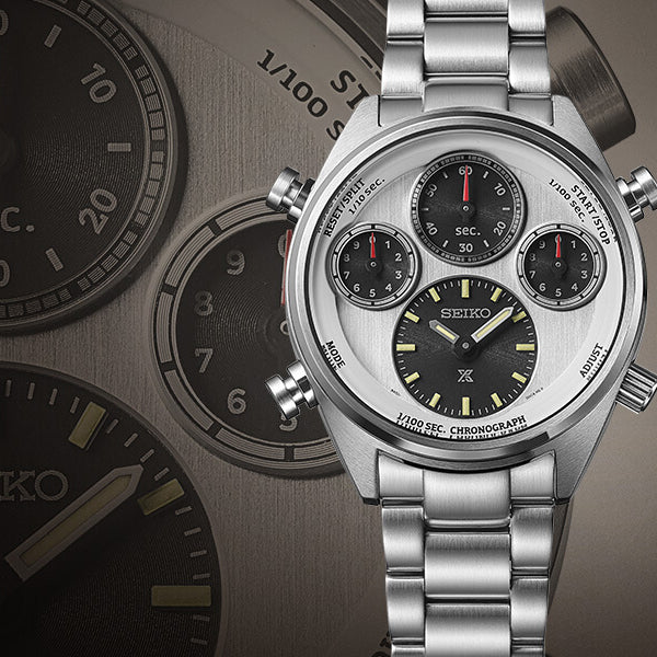 セイコー SEIKO PROSPEX 腕時計 メンズ SBER009 プロスペックス スピードタイマー ソーラークロノグラフ 1/100秒計測 セイコー腕時計110周年記念限定モデル ソーラー シルバー/ブラックxシルバー アナログ表示