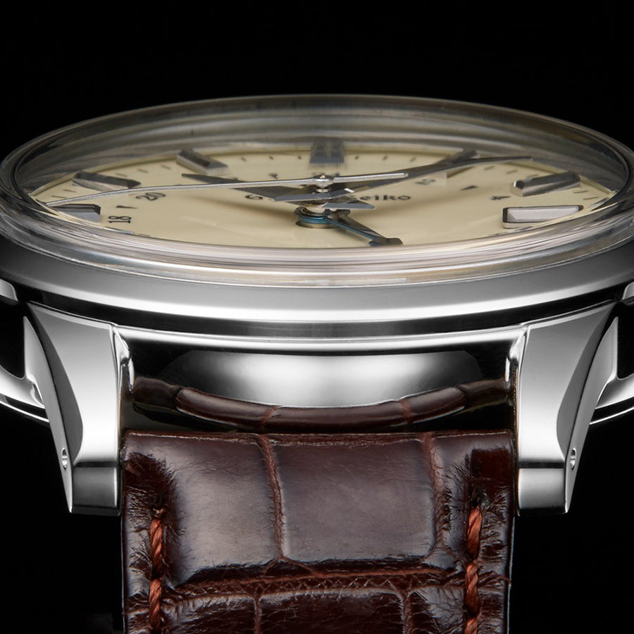グランドセイコー メカニカル 9S GMT メンズ SBGM221 アイボリー 革ベルト クロコダイル
