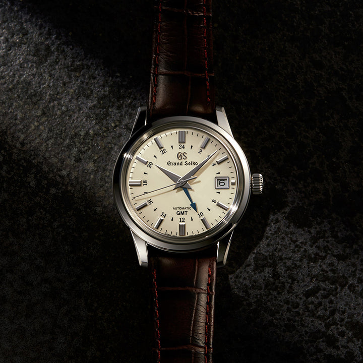 グランドセイコー メカニカル 9S GMT メンズ SBGM221 アイボリー 革ベルト クロコダイル