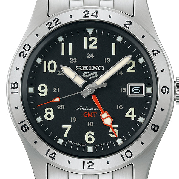 セイコー5 スポーツ フィールド GMT スポーツスタイル SBSC011 メンズ 腕時計 メカニカル 自動巻き ブラックダイヤル メタルバンド 日本製