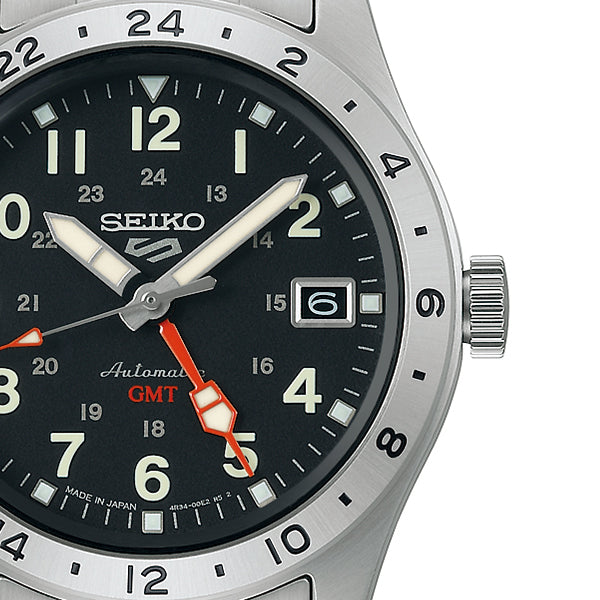 セイコー5 スポーツ フィールド GMT スポーツスタイル SBSC011 メンズ 腕時計 メカニカル 自動巻き ブラックダイヤル メタルバンド 日本製