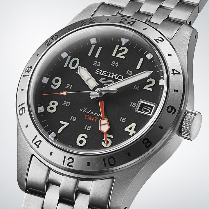 セイコー5 スポーツ フィールド GMT スポーツスタイル SBSC011 メンズ 腕時計 メカニカル 自動巻き ブラックダイヤル メタルバンド 日本製