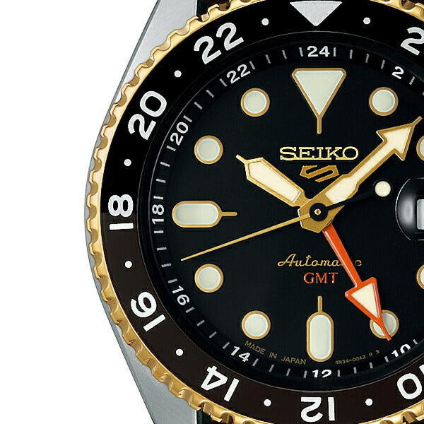 セイコー5 スポーツ SKX Sports Style GMTモデル SBSC020 メンズ 腕時計 自動巻 ブラックダイヤル 革ベルト 日本製