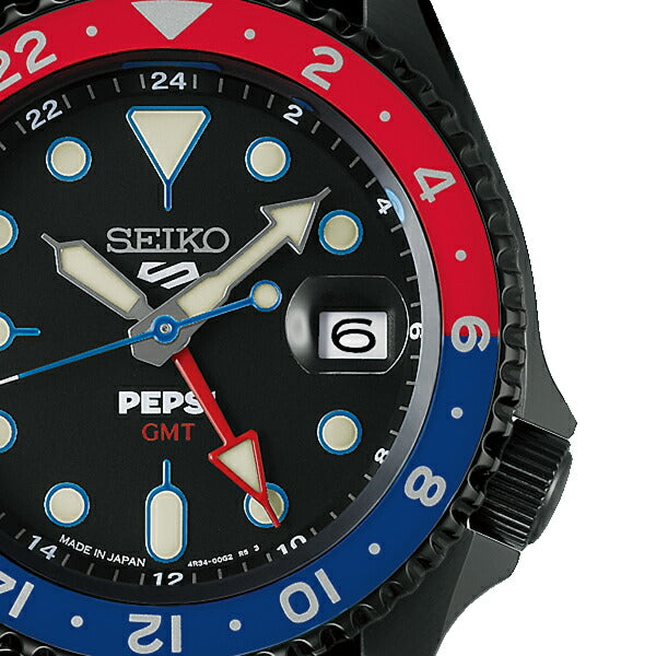 セイコー 5スポーツ SKX ペプシ コラボレーション 限定モデル 新ロゴデザイン SBSC023 メンズ 自動巻 GMT ブラック シリコンバンド 日本製