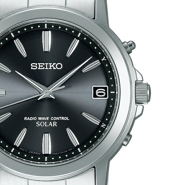 セイコー セレクション スピリット ペアモデル SBTM169 メンズ ソーラー電波 3針 デイト ブラックダイヤル ステンレス