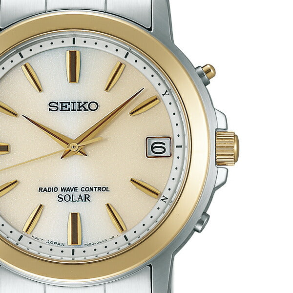 セイコー セレクション スピリット ペアモデル SBTM170 メンズ ソーラー電波 3針 デイト ゴールドダイヤル ステンレス